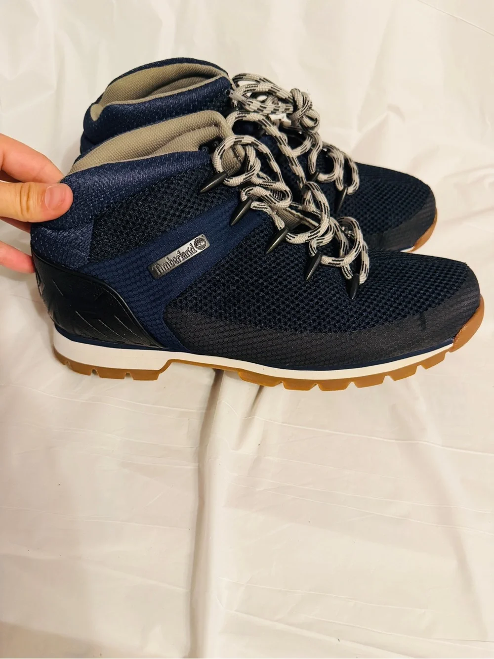 Timberland Men’s Hiking Boots Shoes Navy Blue Black Gum Sole Size 9 A1G98